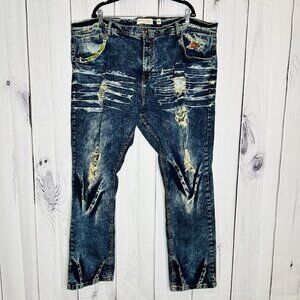 Evolution by Design Jeans Men 46x33 Acid Wash Blue Baggy Hip Hop Distressed Y2k